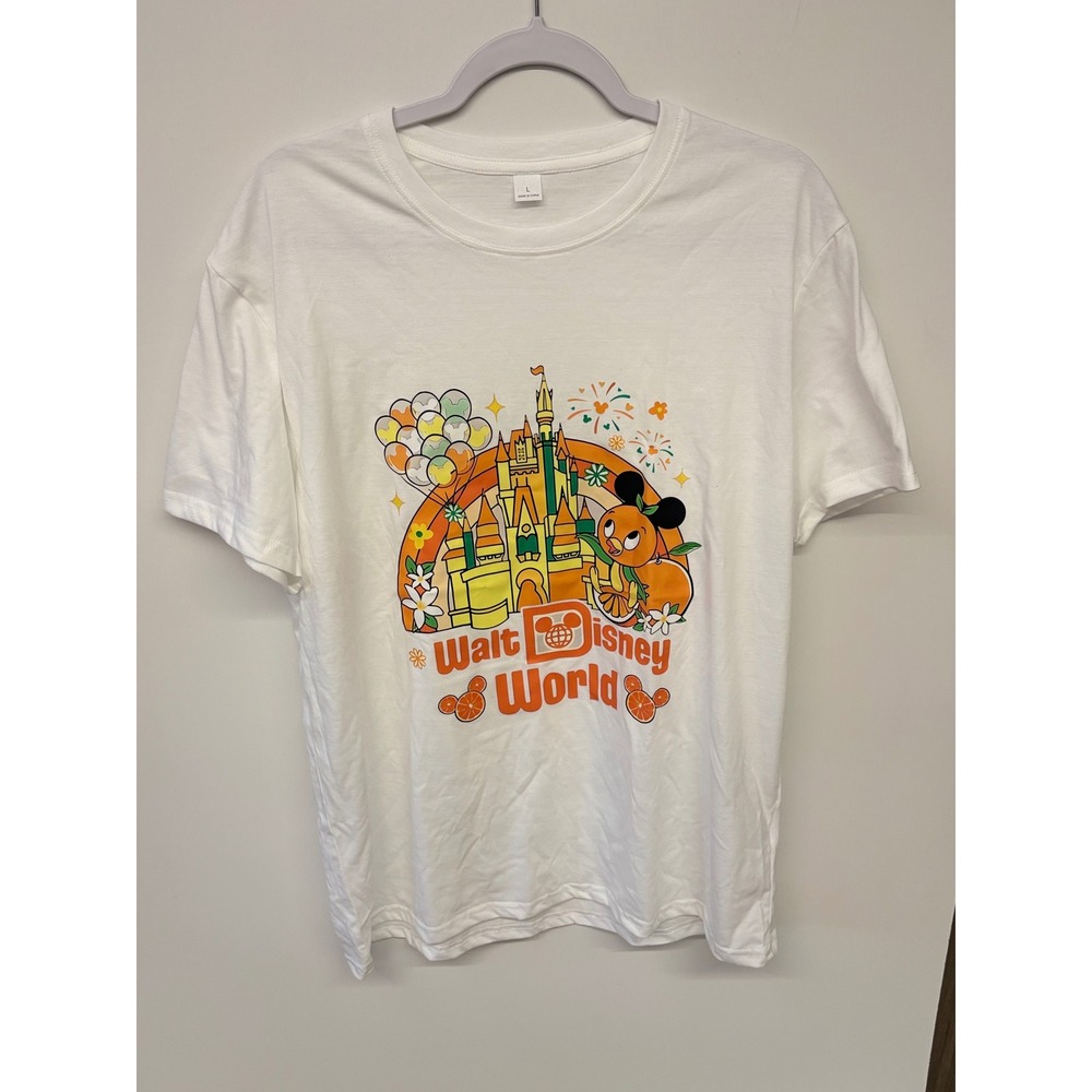 Retro Disneycore T-Shirt Orange Bird Castle Walt Disney World Women L White
